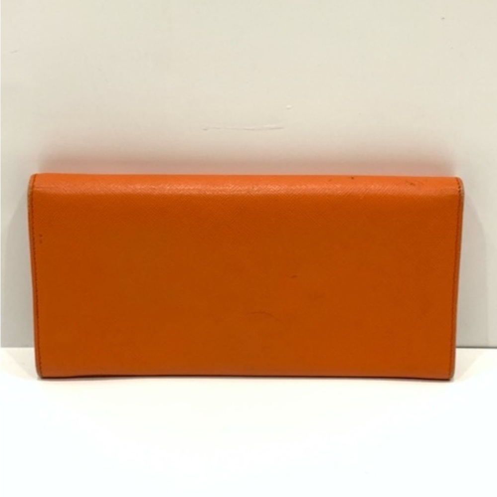 Prada Orange Leather Bifold Long Wallet  (Gently used, rubbing, marks) - Picture 2 of 10